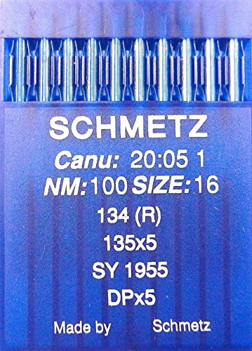 SCHMETZ Lot de 10 agujas redondas para máquina de coser Sistema 134 (R) Industrie St. 100