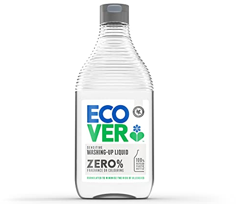 Ecover Zero, sapone per i piatti universale, ecologico e biodegradabile; detersivo liquido delicato sulla pelle (etichetta in lingua inglese, 500 ml)