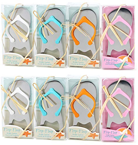 OnePlace Gifts Lot de 10 décapsuleurs en forme de tongs pour homme et femme - Décapsuleur pour cadeau de demoiselle d'honneur, fête prénatale (couleurs mélangées)
