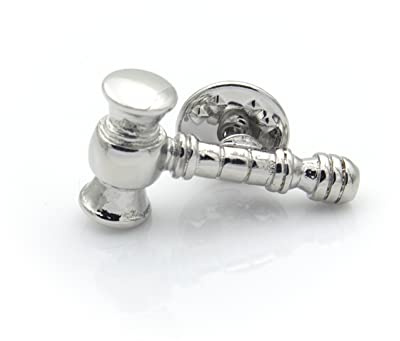 Law Gavel Mallet Judge Lawyer Mason Brooch Lapel Pin