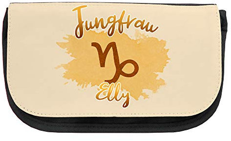 Kosmetiktasche mit Namen Elly und Sternzeichen-Motiv Jungfrau | Schminktasche | Viele Vornamen zur Auswahl