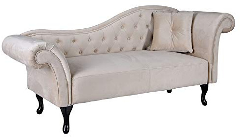 Velluto Recamiere Divano Vintage Chaise longue Chesterfield Pouf Divano Beige 185 cm lettino Fha072 Palazzo esclusivo