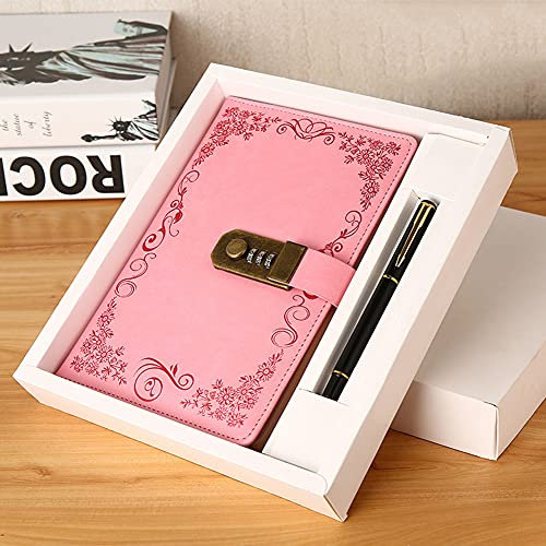 A5 Lockable Journal with Combination Lock,Password Notebook Secret Dairy Agenda Lined Notepad Planner Organiser with Pen,Gift for Kids Girls