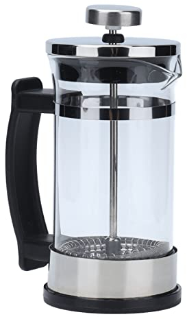 Mini Cafetiere Pression à Piston en Verre Borosilicate Résistant à la Chaleur avec 2 Filtres à Filtre, en Acier Inoxydable, sans BPA