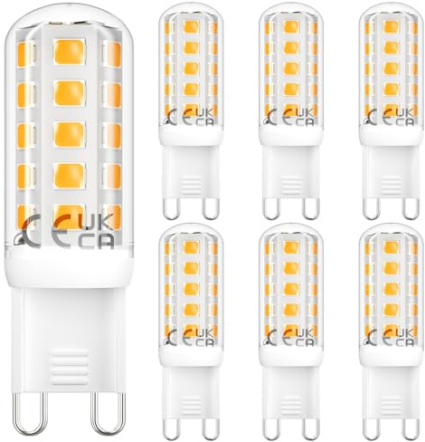 DiCUNO G9 LED Lampe dimmbar, 2.6W ersetzt 30W, Warmweiß 2700K, 6er Pack | G9 T4 LED Leuchtmittel, 230V, 260lm, 360° Abstrahlwinkel, Flimmerfrei, für Kron-, Decken-, Wand-, Tisch-, Spiegelleuchten