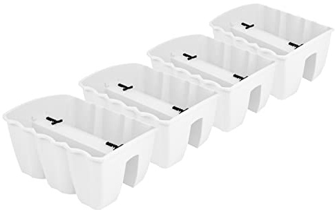 PAFEN 4X Blumenkasten Hängetopf - 39,5 x 28,5 x 20,5cm -Blumentopf Pflanztopf Balkontopf Geländertopf Geländerkasten, Weiß