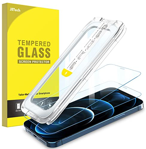 JETech Ein-Schritt-Installation Schutzfolie für iPhone 12 Pro Max, 2 Stück | Automatische Ausrichtung, HD Klar Gehärtetes Glas Displayschutzfolie, Blasenfreie Anwendung