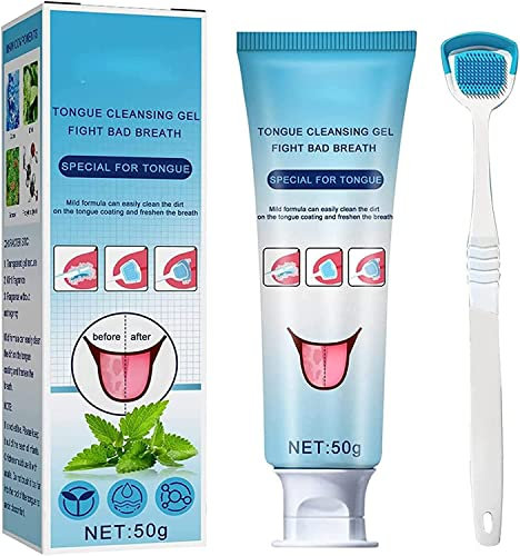 Gel de nettoyage de la langue, kit de brosse de nettoyage de la langue, racloir, brosse à récurer, déodorant buccodentaire, parfum de menthe pour enlever la mauvaise haleine et rafraîchir l'haleine,