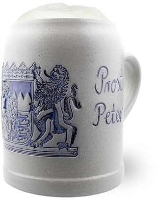 Bavariashop | PREMIUM Bierkrug Freistaat Bayern | Bierkrug personalisiert mit Gravur | Bier-Geschenk für den Mann | 0,5 Liter