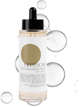 Herbsom BHA & Azelainsäure Peeling I reinigt porentief, gegen verstopfte Poren und Unreinheiten, für sichtbar reinere und ebenmäßigere Haut, besonders geeignet für Mischhaut und fettige Haut
