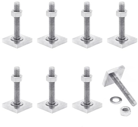 JJWNMLL Perno de vía t 8 pcs - techo Rack Pernos M6 x 35 mm con tuerca Arandela 20x20mm Cuadrado Bloques deslizantes para techo Rack Rail Carrier