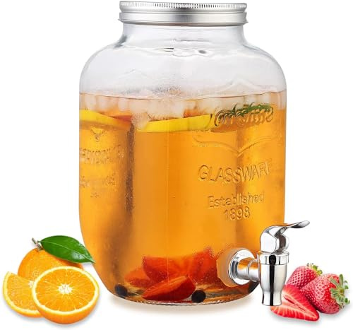 Avilia Dispenser Bevande con Rubinetto - Distributore Acqua 8L - Dispenser per Alcolici e Analcolici -Tappo in Alluminio - Perfetto per ogni Occasione, Facile da Pulire