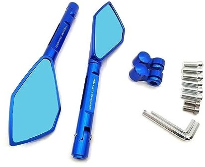 Espejos de motocicleta Espejos de extremo de barra de motocicleta compatibles con Cb400 CB919 CB190R CB650R CB125R CB400SF Espejos de motocicleta CNC Aluminio Manillar Espejos retrovisores Azul (Color