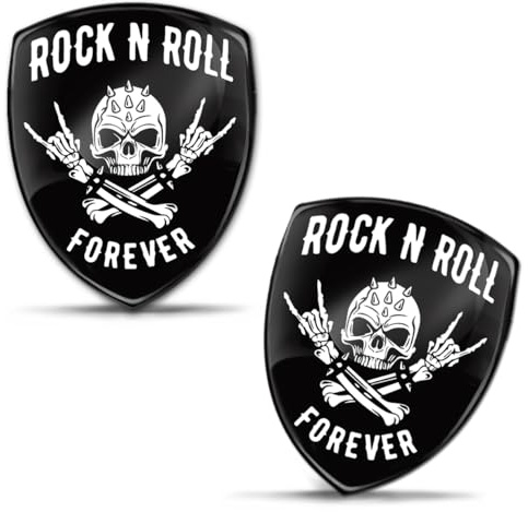 SkinoEu 2 x 3D Gel Silikon Stickers, Aufkleber Totenkopf,Auto Moto Motorrad Fahrrad Skate Fenster Tür PC Tablet Laptop Abzeichen Rock N Roll KS 9