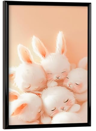 artboxONE Poster mit schwarzem Rahmen 18x13 cm Tiere Ostern-kuscheln - Bild babyhasen Baby Kaninchen babyhasen