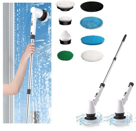 Scrubbing Brush With Long Handle Cordless Electric ， Bathtub Scrubber Adjustable Extension Handle ， Brush Scrubber Suitable For Bathroom Cleaning, Etc.