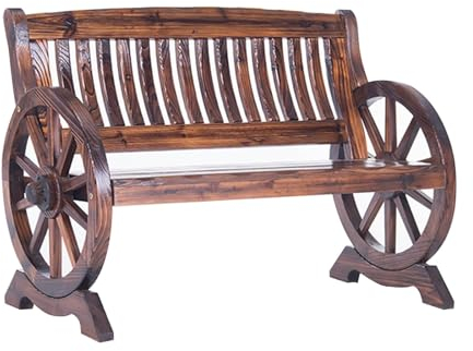 Sitzbank Holz, 2–3-Sitzer-Essbank für Garten, Terrasse, Veranda, Garten, Loungemöbel für Draußen mit Rustikalem Landhausdesign, Sitzfläche und Rückenlehne aus Lattenrost, Maximale Tragkraft 400 Kg(110