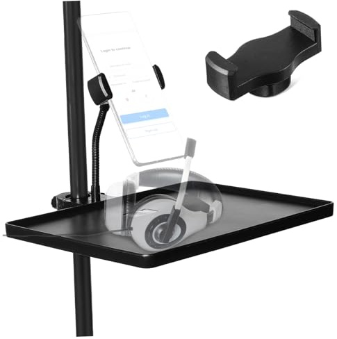 JOINPAYA Mikrofonhalterung mit Ablage aus Abs Klemmbares Gestell mit Sicherem Rundumverschluss für Live Auftritte und Karaoke
