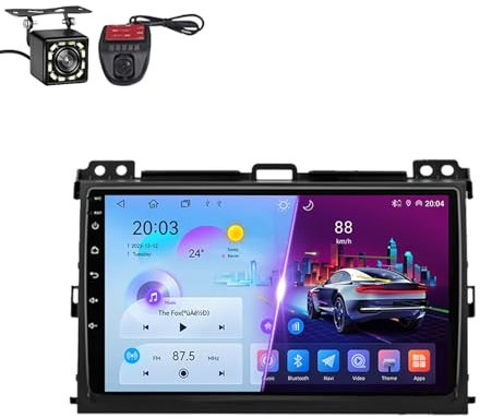 Para Toyota Land Cruiser Prado 120 2002-2009 Radio estéreo para automóvil, doble DIN, pantalla táctil HD de 9 pulgadas, radio para automóvil inalámbrica Carplay Android Auto GPS WiFi Bluetooth Mirror
