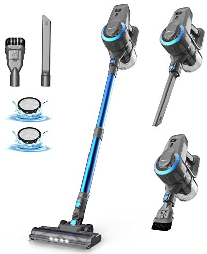Aspirapolvere Senza Fili, 25KPa/50Min Scopa Elettrica Senza Fili, Spazzola Antigroviglio e Autoportante, Aspirapolvere Senza Filo ultraleggero, Aspirapolvere Potente per Pavimenti/Tappeti/Peli Animali