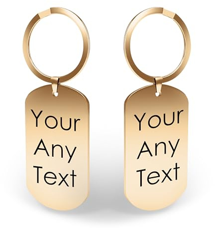Charmify Engraved Metal Keyring Personalised with Custom Text – Stainless Steel Keepsake Keychain Gift for Anniversary Birthday Valentines Gifts Christmas – Sentimental Engraved Key Ring (Rose Gold)