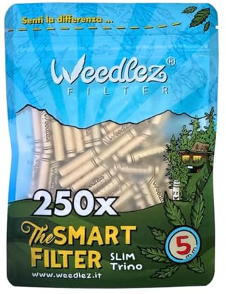 Mister Canapa, Filtri a Carboni Attivi e Cellulosa Naturale, Confezione da 250 Pezzi, Diametro 5 mm