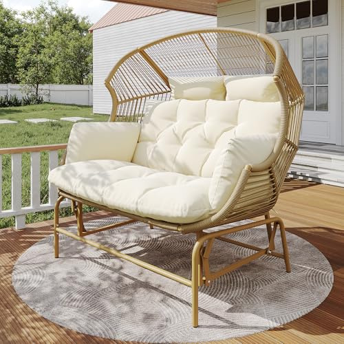 YuQozii Mecedora de jardín para dos personas, silla colgante para patio, silla de huevo oscilante para exteriores, silla de balancín, columpio de jardín, columpio de porche para el jardín, balcón o