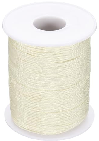 PATIKIL 100m Lange Geflochtene Nylonschnur 1mm Durchmesser Beige | Schmuck Schnur Reißfest Bastelschnur für Armbänder Halsketten Kordelzug Windspiel Traumfänger Quasten Anhänger Knoten Basteln