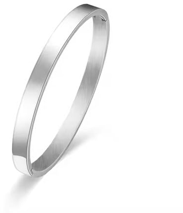Kritz Damen Armreif Armband Gold oder Silber aus Edelstahl, Glatt oder mit Zirkonia, Starr, Geschenk für Frauen