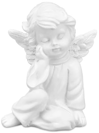 Nicear White Cherub Ornament Raised To Heaven Figurine Angel Sculpture Resin Cherubs White Angel Statue For Indoor Outdoor Home Garden Decoration Left