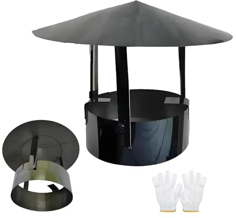 Tapa De Chimenea De Cono De Acero Inoxidable Negro Titanio De 10-30 Cm, Cubierta De Lluvia De Techo, Sombrero Estufa De Leña Espesor 0.5 Mm, Campana De Escape(11 cm/4.3 in)
