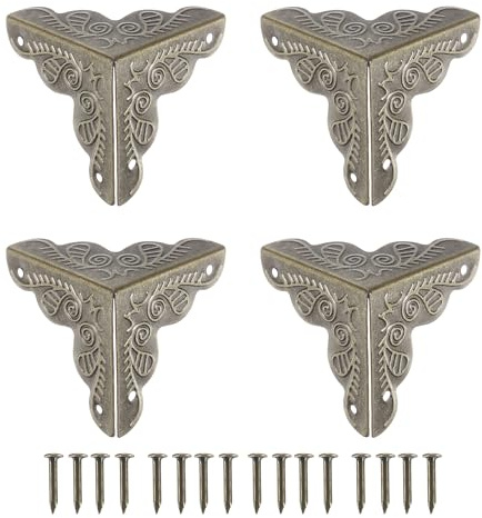 sourcing map 40Pcs Box Edge Guard, 25mm Decorative Box Corner Cover, Corner Protector, Vintage Stair Dust Corners with Screws, Bronze