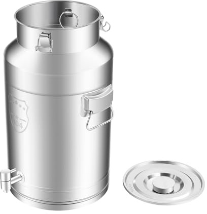 GUDBYWXB Stainless Steel Milk Churn Can Jug Canister with Lid Milk Liquid Storage with Thickened Lid for Household and Commercial 35L