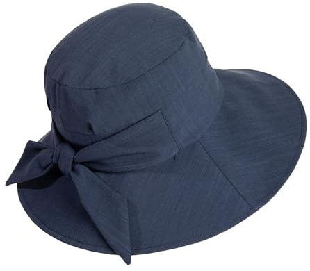Comhats ChicPony™ Pferdeschwanz Sonnenhut Damen mit breiter Krempe UV-Sonnenschutz Hut Frauen Sommer Faltbar Baumwolle Leinen Strandhut