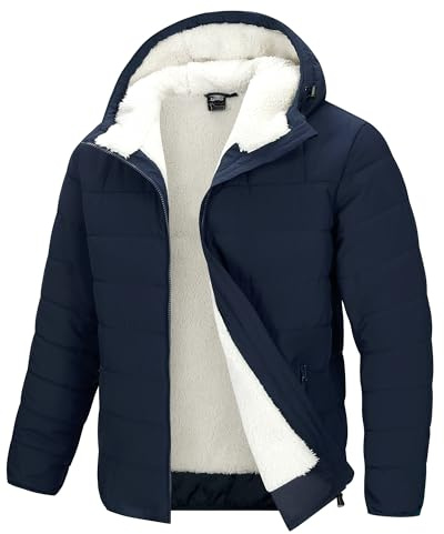 33,000ft Men's Waterproof Fleece Jackets Windproof Warm Puffer Winter Jacket Lightweight Quilted Jacket Outdoor Thermal Coats with Hood