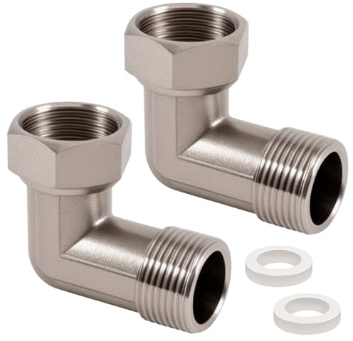 2 Stück Edelstahl Beweglich Verschraubung, 3/4 AG X 3/4 IG Winkel 90 Grad