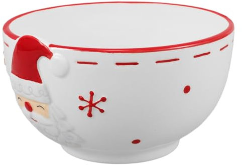 Zerodeko Cuenco Papá Noel Cerámica Para Ensaladas Navidad Platos Decorativos Corazón Cuencos Para Servir Aperitivos Dulces Helado Condimentos Preparación Yogur Patatas Fritas
