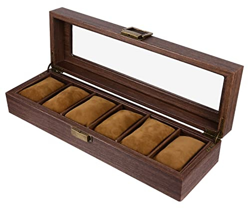 IMIKEYA Boîte de Rangement Bois pour Montre Coffret Emballage Vitrine Marron Boîte de Stockage pour Montre