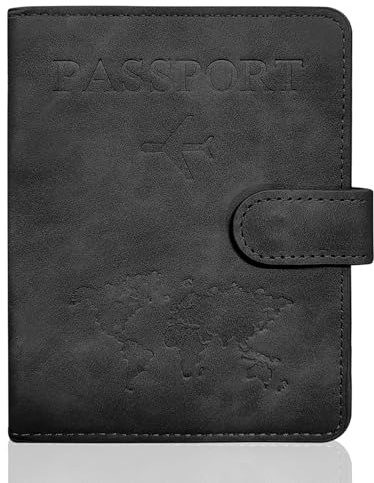Portapassaporto, Portapassaporto in PU, Custodia in pelle, Portafoglio da viaggio universale portatile per passaporto, carta di credito, biglietti da visita, carte d'imbarco, biglietto (Nero)