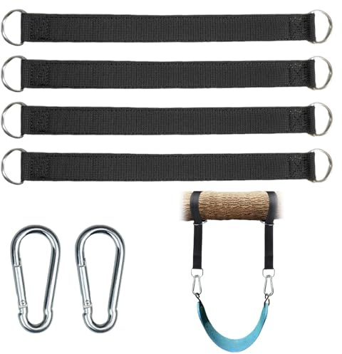 Sikweny Schaukel Befestigung Enthalten 4 Stück Hängematte Befestigung Aufhängung Gurt Kit Schaukel Outdoor Befestigung Baum 50cm x 2.5cm Hängemattengurte Inklusive Karabinern D-Ringen bis 700 lbs