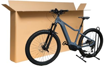 karton-billiger Caja de cartón grande para bicicletas E-BIKES – Caja de cartón para envío, 180 x 35 x 100 cm, cartón ondulado, 2 ondulaciones, con asas, calidad de expedición