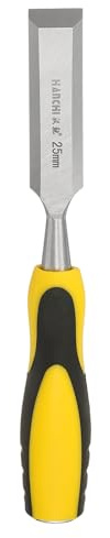 sourcing map Steel Wood Chisel 25mm / 1 Blade Wood Working Flat Tip Chisel Woodworking Hand Tool with Non-Slip Plastic Handle for Carpentry Carving DIY Projects, Yellow-Black