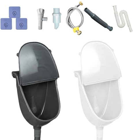 Urinario Montado En La Pared Accesorios Para Inodoro Con Tapa | Urinarios de Pie para Exterior Para Hombres Niños Novios Padres Hogar Autocaravana Dormitorio Camping Jardín Patio Baño
