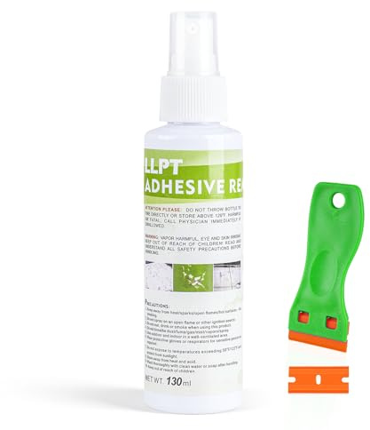 LLPT Quita Pegamento Adhesivo Disolvente Pegamento 130 ml 1 Paquete | Con Raspador de Plástico, Elimina Etiquetas Pegatinas Calcomanías Residuos de Cinta Adhesiva Grasa y Chicles
