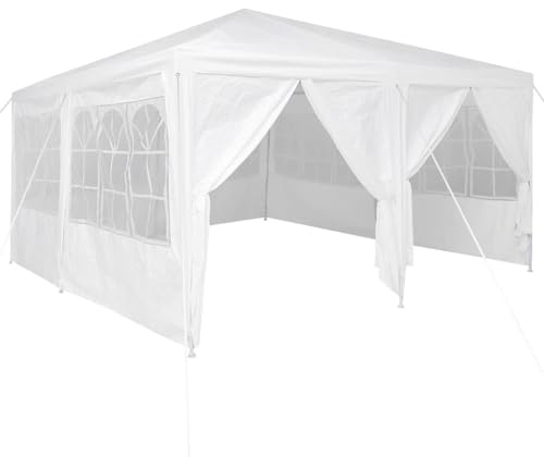 Tonnelle de Jardin, Tente de Réception Pavillon Barnum de Jardin Blanc 400 x 400 x 266 cm Polyéthylène