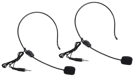 IMIKEYA Microfono a Condensatore Cuffia e Gancio Auricolare, Set da 2 Pezzi, Regolabile e Riduzione Rumore, per Amplificatore Vocale e Uso Professionale