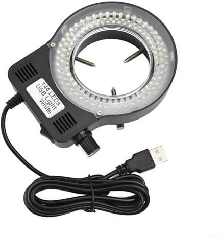 USB Led Ring Light for Microscope Adjustable Brightness 72 or 144 LEDs 6500k White Illuminator for Stereo Monocular Cameras Lab Inspection Device(144LED)