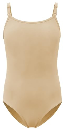 AYBUY Girls Camisole Leotard, Nude Leotards for Girls Gymnastics with Adjustable & Clear Straps,Seamless Ballet Dance Bodysuit, Undergarment Dancewear for Gymnastics and Dance