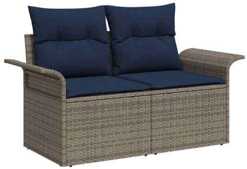 HETFTJN Gartensofa mit Kissen 141x62x69cm Poly-Rattan Sofa Modular Outdoor Loungesofa