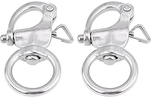 YUKOFE 2 Tipos 2 Piezas grillete a presión de Acero Inoxidable 316 Anillo de Soporte con Hebilla Herramienta útil grillete de Anillo Redondo con conexión giratoria Ajustable para Correa (25 * 65mm)